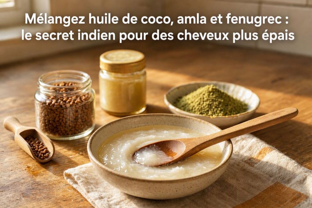 Mélangez huile de coco, amla et fenugrec