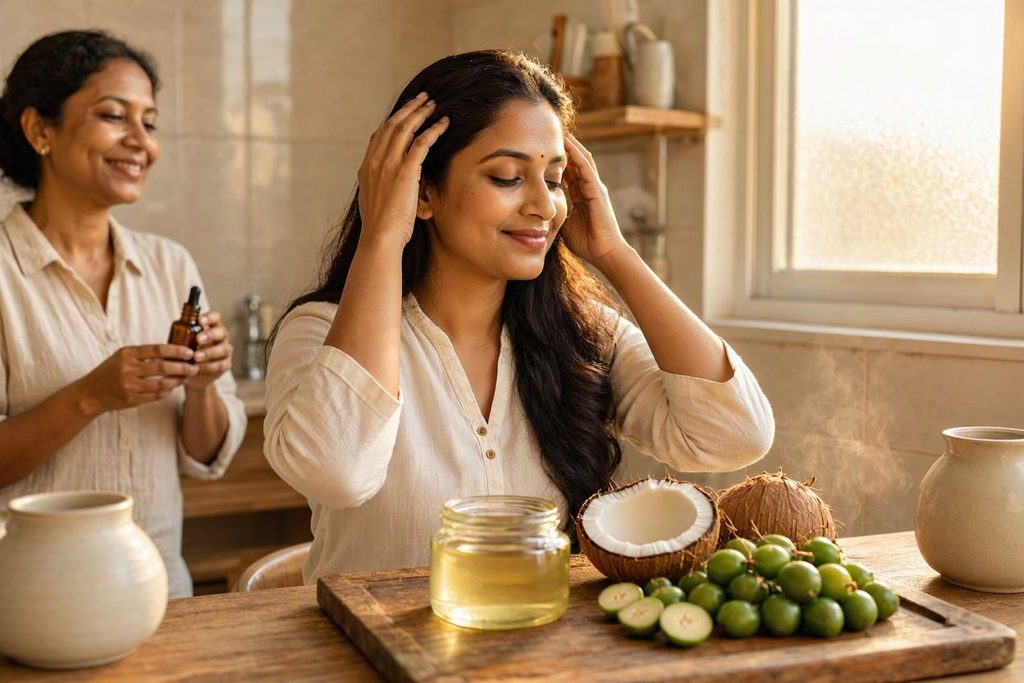 huile de coco et à l'amla