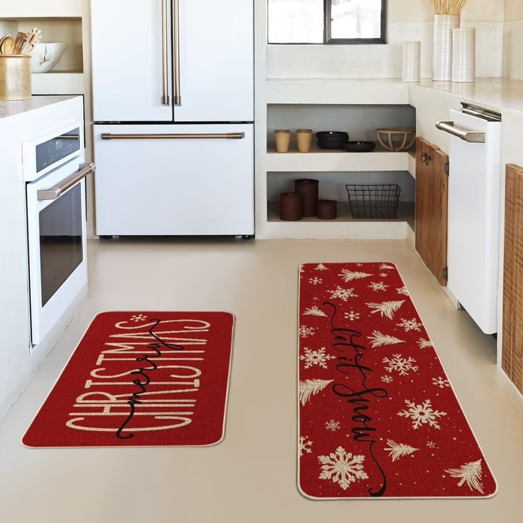 Répandez la magie des fêtes sous vos pieds avec le set de tapis de cuisine de Noël Artoid Mode