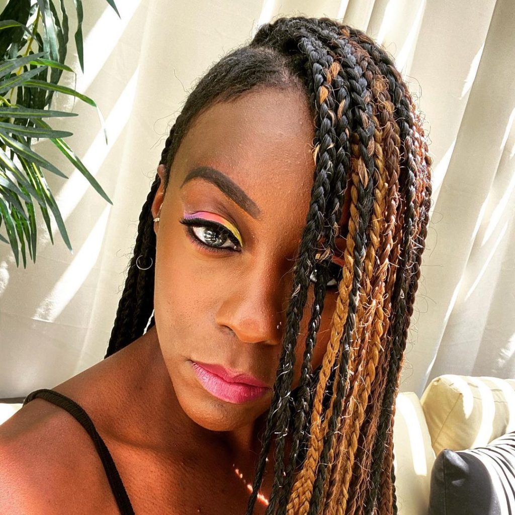 Tresses mixtes avec une coupe basse sur le côté